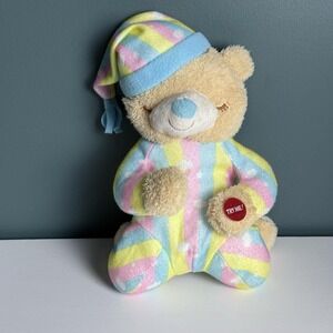 Vintage Goffa Prayer Bear Plush 10‎ Inch Pink Blue Yellow Stuffed Animal Toy T70